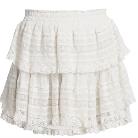 LOVESHACKFANCY RUFFLE Mini Skirt White - Picture 4 of 8
